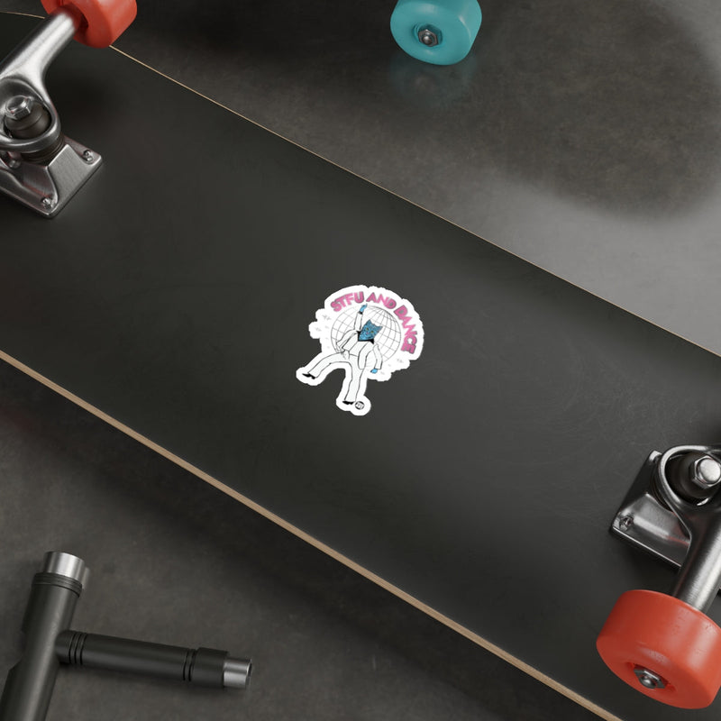 Load image into Gallery viewer, STFU and Dance Disco Ball Sticker for Skateboards and Laptops
