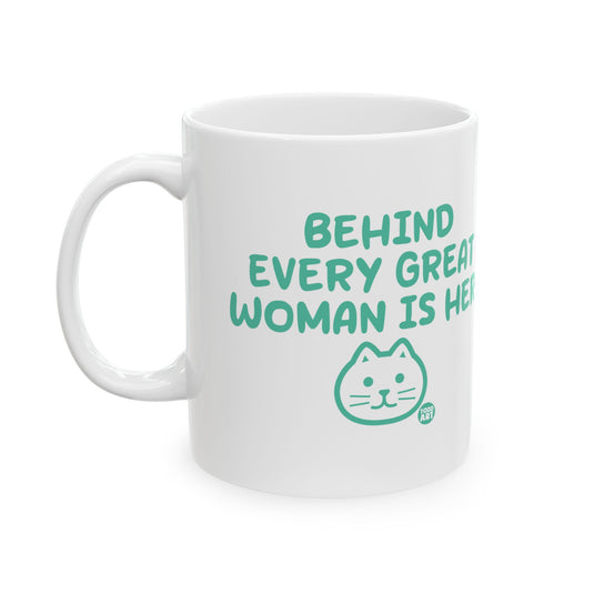 Behind Every Great Woman is Her Cat Coffee Mug, Cat Lover Mug for Her, Cat Mom Mug Gift