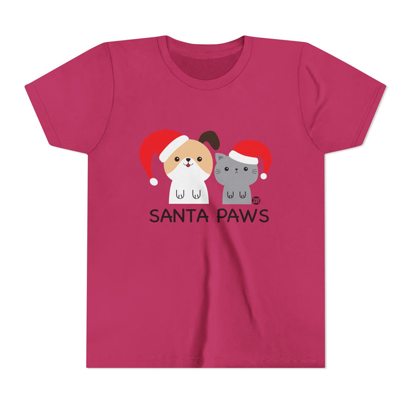 Load image into Gallery viewer, Santa Paws Kids Christmas Tee, Cute Dog and Cat Holiday Children&#39;s Shirt, Santa Dog and Cat Xmas Tee Kids
