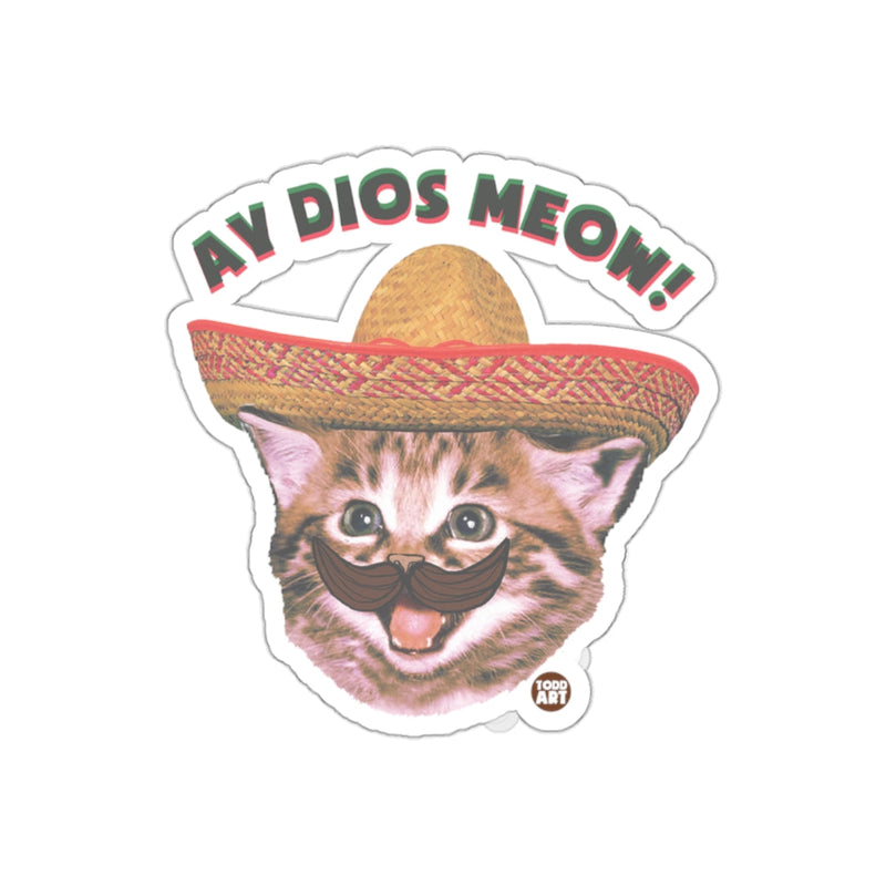 Load image into Gallery viewer, Ay Dios Meow Cat Wearing Sombrero With Mustache sticker

