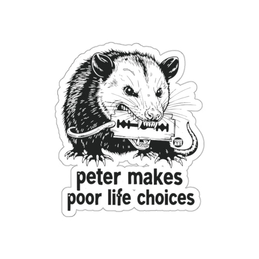 Peter Makes Poor Life Choices Funny Opossum Razor sticker