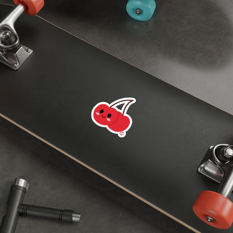 Load image into Gallery viewer, Cute Kawaii Cherry Smiling Face Sticker Skateboard Decor
