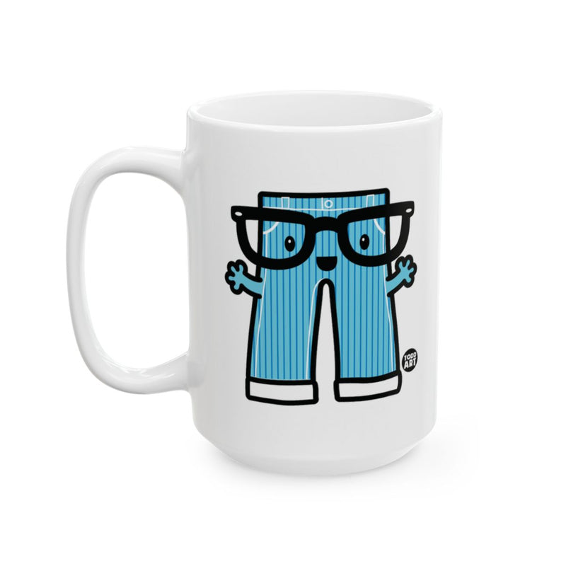 Load image into Gallery viewer, Cute Blue Pants Character with Glasses Mug
