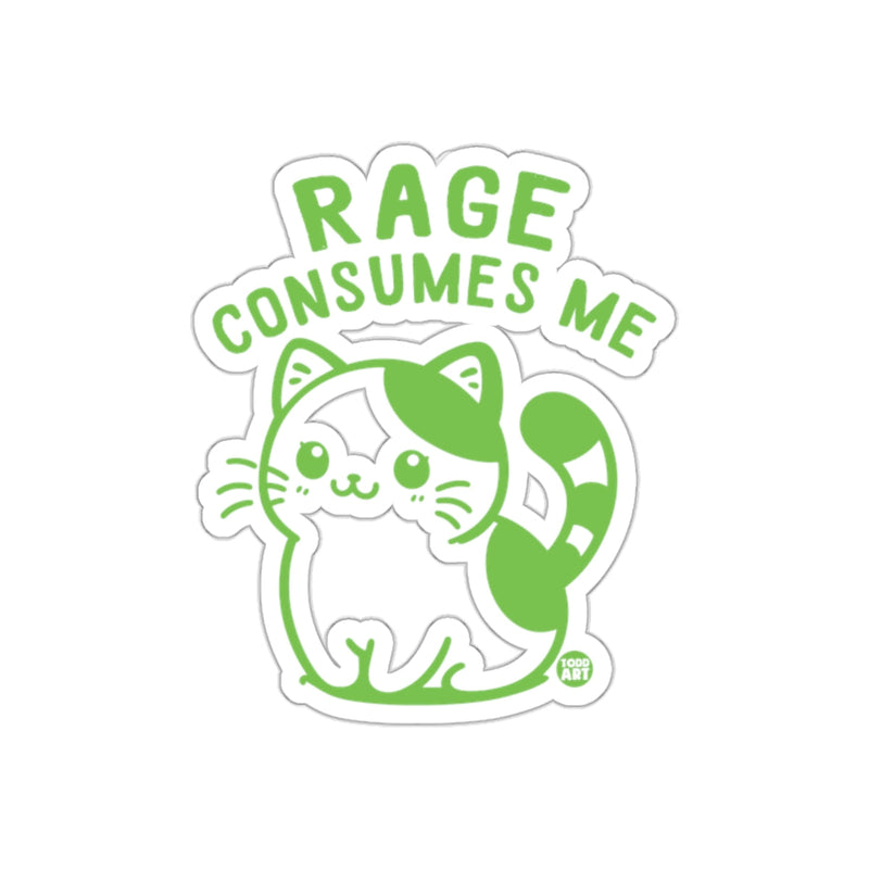 Load image into Gallery viewer, Rage Consumes Me Green Cat Sticker Decal Art

