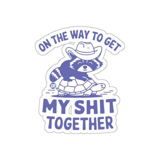 Funny Raccoon Turtle On The Way To Get It Together sticker