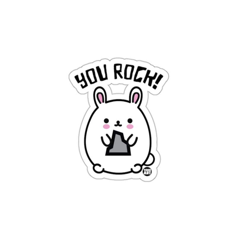 Load image into Gallery viewer, You Rock Cute Bunny Holding Rock Sticker
