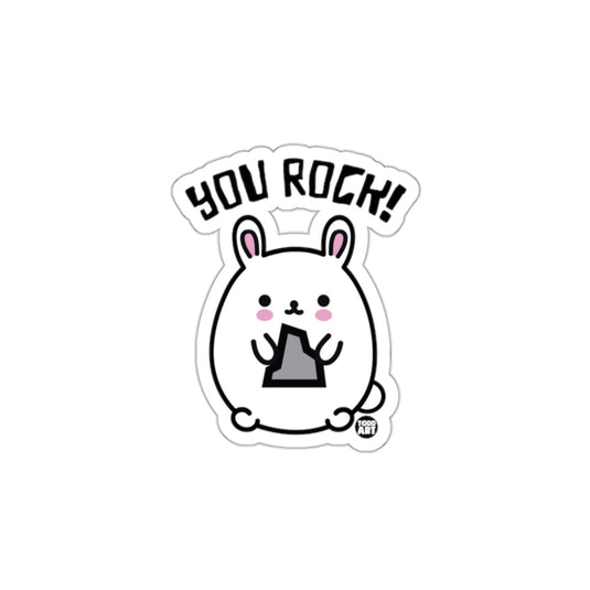 You Rock Cute Bunny Holding Rock Sticker