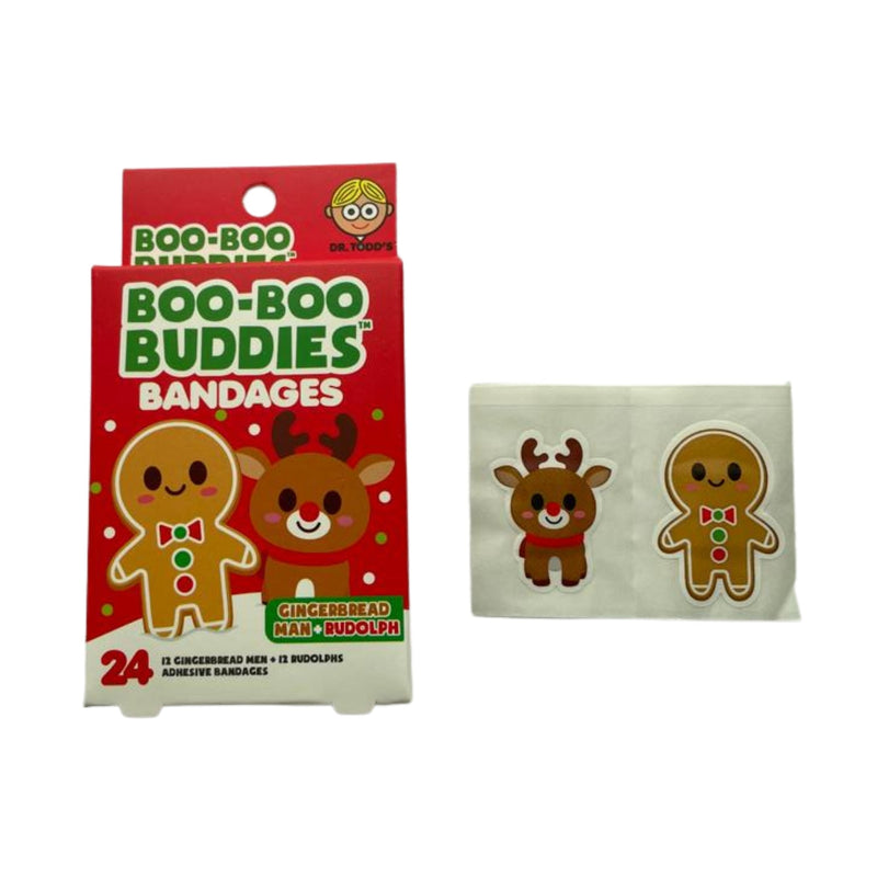 Load image into Gallery viewer, Boo-Boo Buddies Gingerbread Man and Rudolph Bandages
