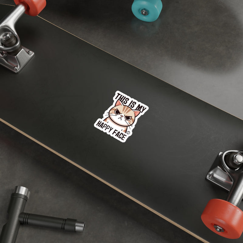 Load image into Gallery viewer, This Is My Happy Face Cat Sticker for Skateboards
