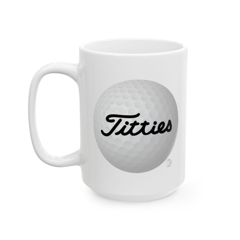 Load image into Gallery viewer, Titties Funny Golf-Themed White Mug for Coffee or Tea
