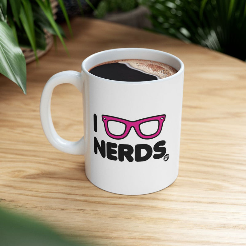 Load image into Gallery viewer, I Nerds Pink Glasses White Coffee Mug Product

