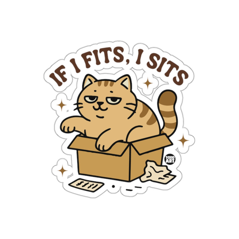 Load image into Gallery viewer, If I Fits I Sits Lazy Cat in Box Sticker Product
