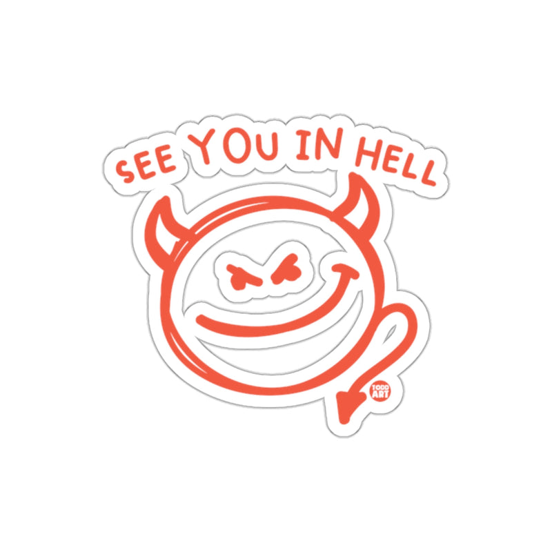 Load image into Gallery viewer, See You in Hell Devil Face Sticker Design

