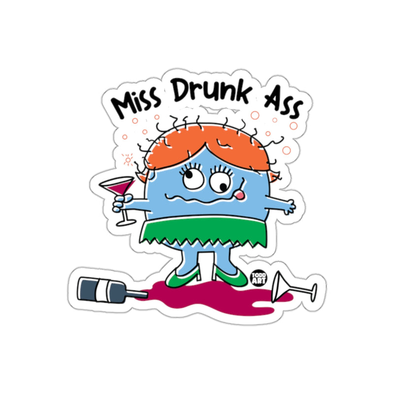 Load image into Gallery viewer, Miss Drunk Ass Funny Cartoon Character Sticker
