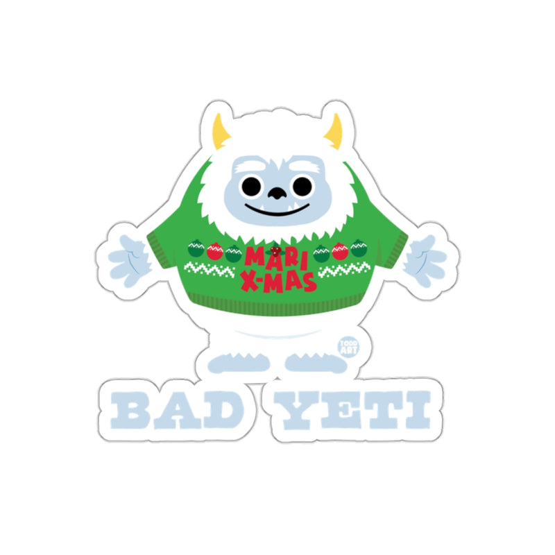Load image into Gallery viewer, Festive Merry X-Mas Bad Yeti Sticker for Christmas Fun
