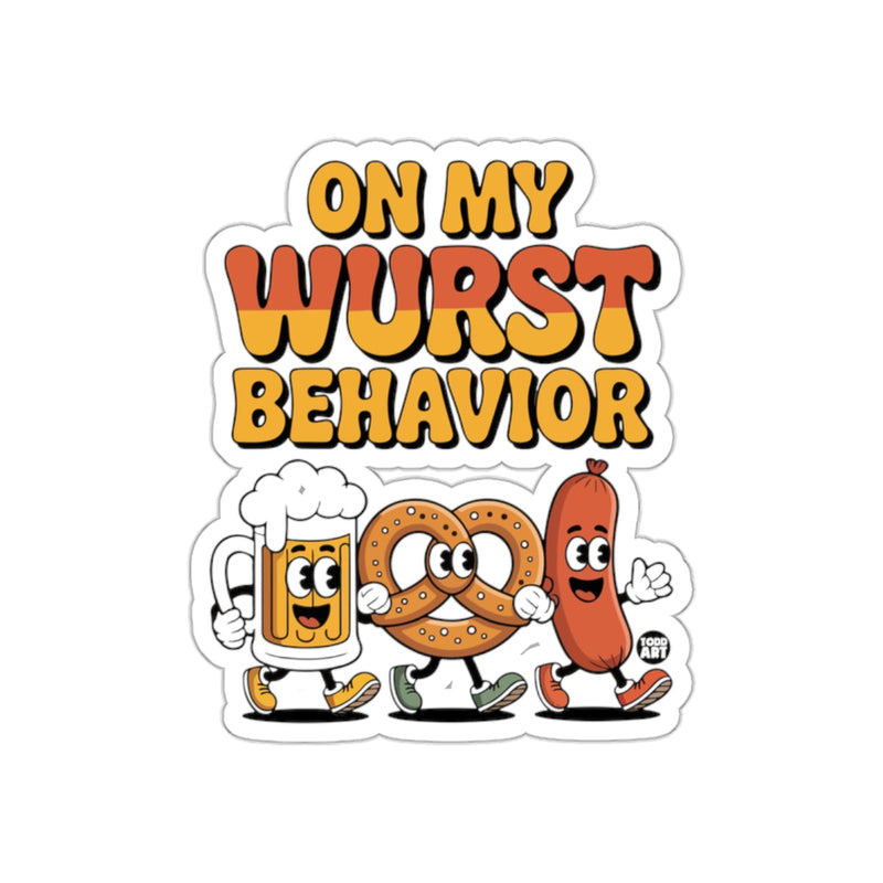 Load image into Gallery viewer, On My Wurst Behavior Fun and Quirky Sticker Design
