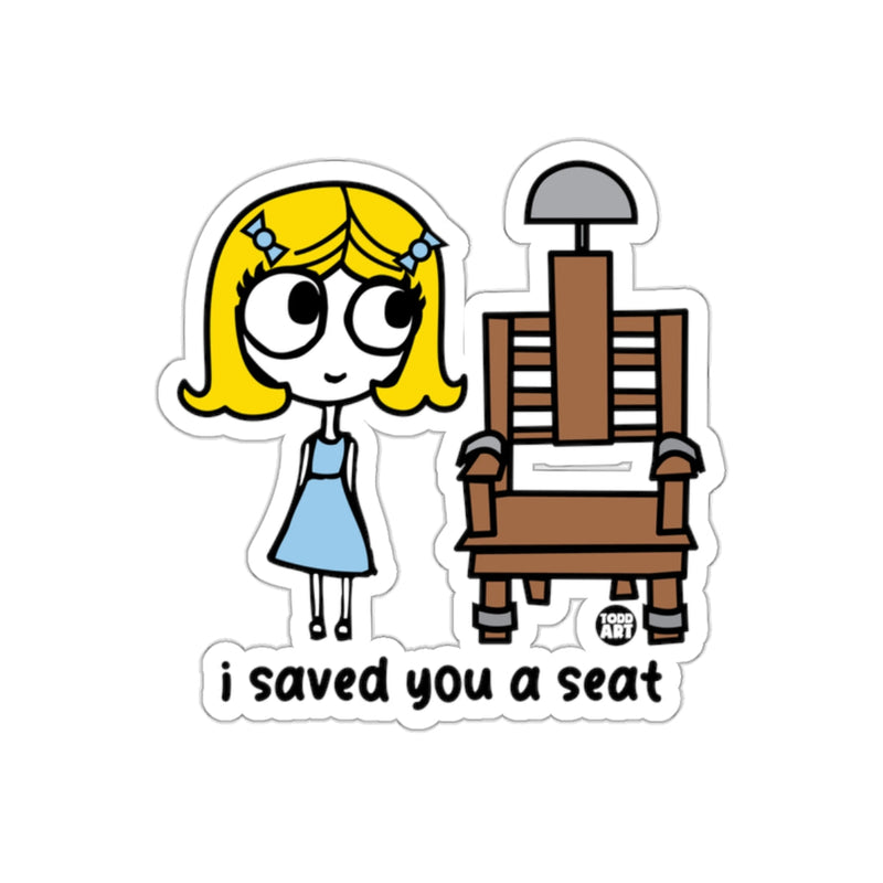 Load image into Gallery viewer, Cute Comic Girl and Seat Sticker Vibrant Art Decal
