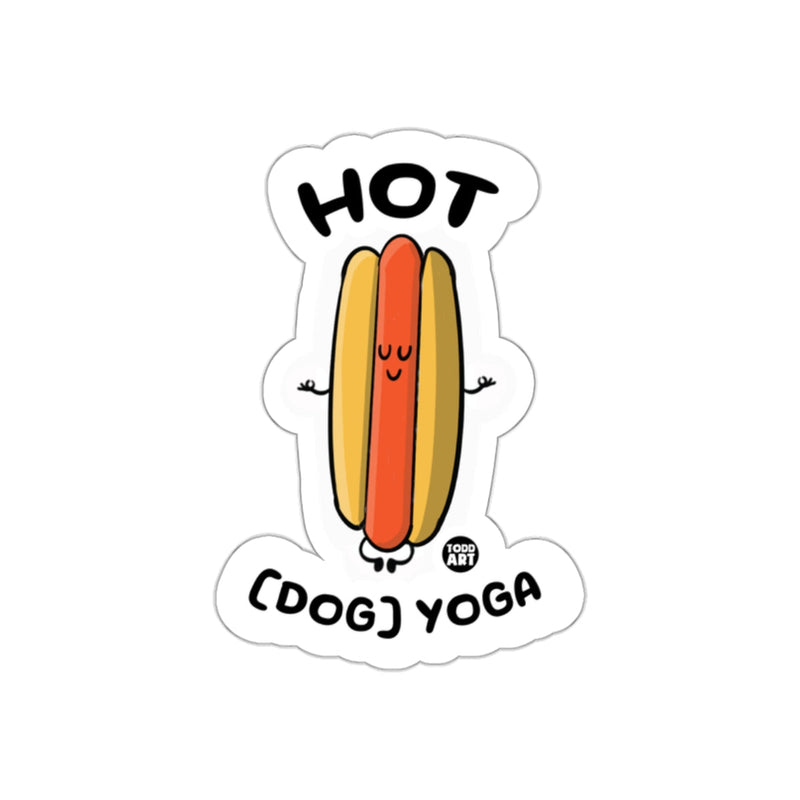Load image into Gallery viewer, Hot Dog Yoga Cartoon Sticker Fun Whimsical Design Sticker
