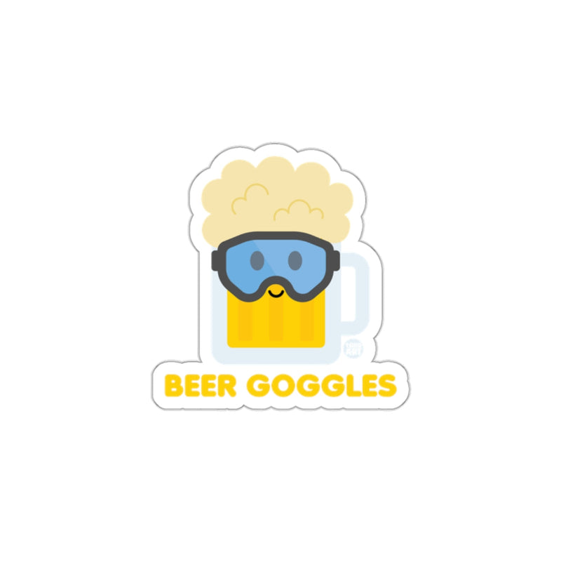 Load image into Gallery viewer, Funny Beer Goggles Sticker with Happy Face Design
