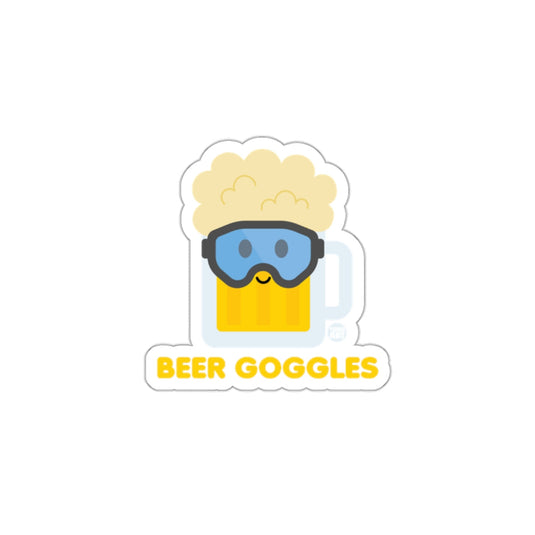 Funny Beer Goggles Sticker with Happy Face Design