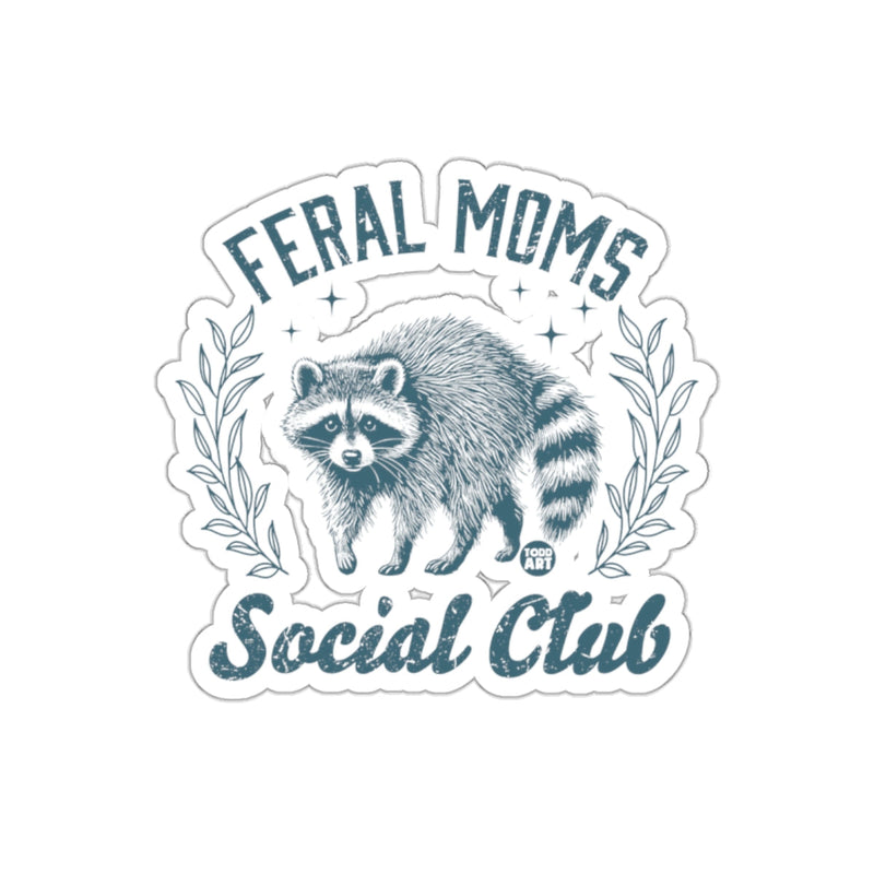 Load image into Gallery viewer, Feral Moms Social Club Sticker with Raccoon Design
