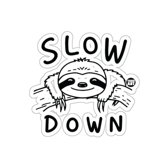 Cute Sloth Telling You To Slow Down Illustrated sticker