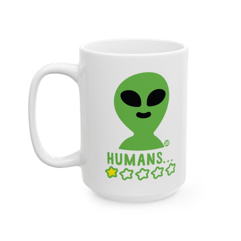 Load image into Gallery viewer, Funny Green Alien Humans One Star Rating Mug
