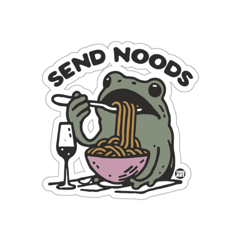 Load image into Gallery viewer, Send Noods Frog Enjoying Noodles Sticker Design

