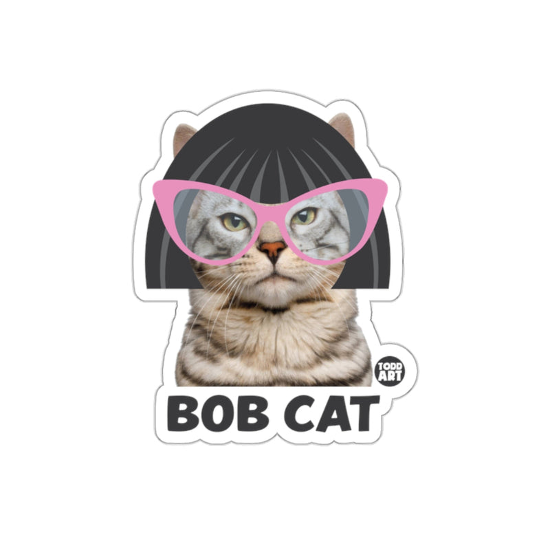Load image into Gallery viewer, Bob Cat With Wig And Glasses Funny Cat Design sticker
