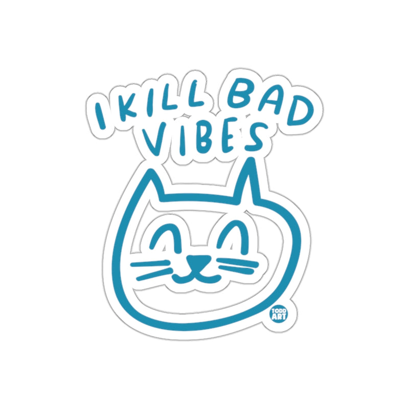 Load image into Gallery viewer, I Kill Bad Vibes Cute Cat Design Sticker
