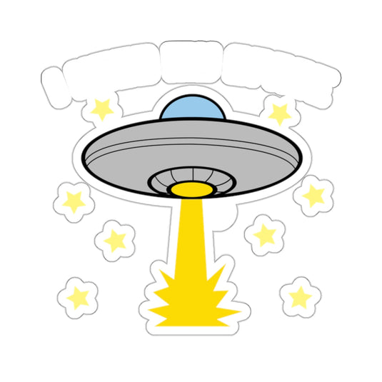Alien Spaceship and Stars Art Sticker for Kids