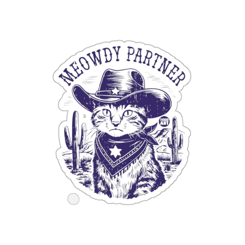 Load image into Gallery viewer, Meowdy Partner Cat in Cowboy Hat Sticker Design
