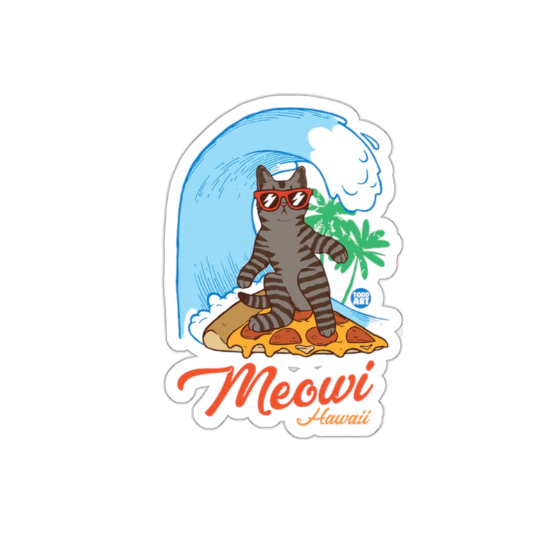 Load image into Gallery viewer, Meowi Hawaii Surfing Cat on Pizza Sticker
