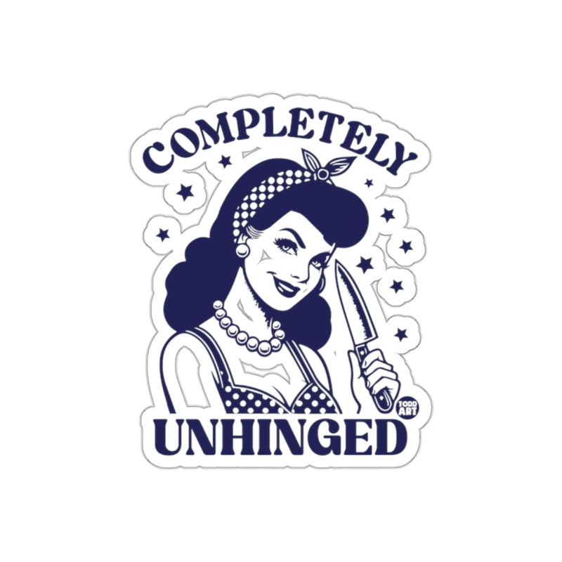 Load image into Gallery viewer, Completely Unhinged Retro Pin-Up Woman with Knife sticker
