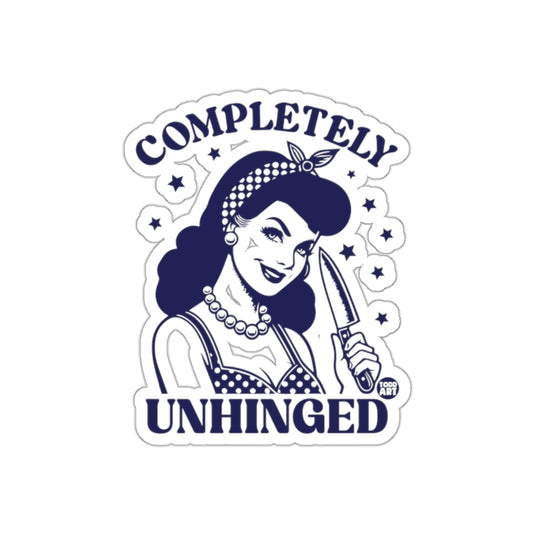 Completely Unhinged Retro Pin-Up Woman with Knife sticker