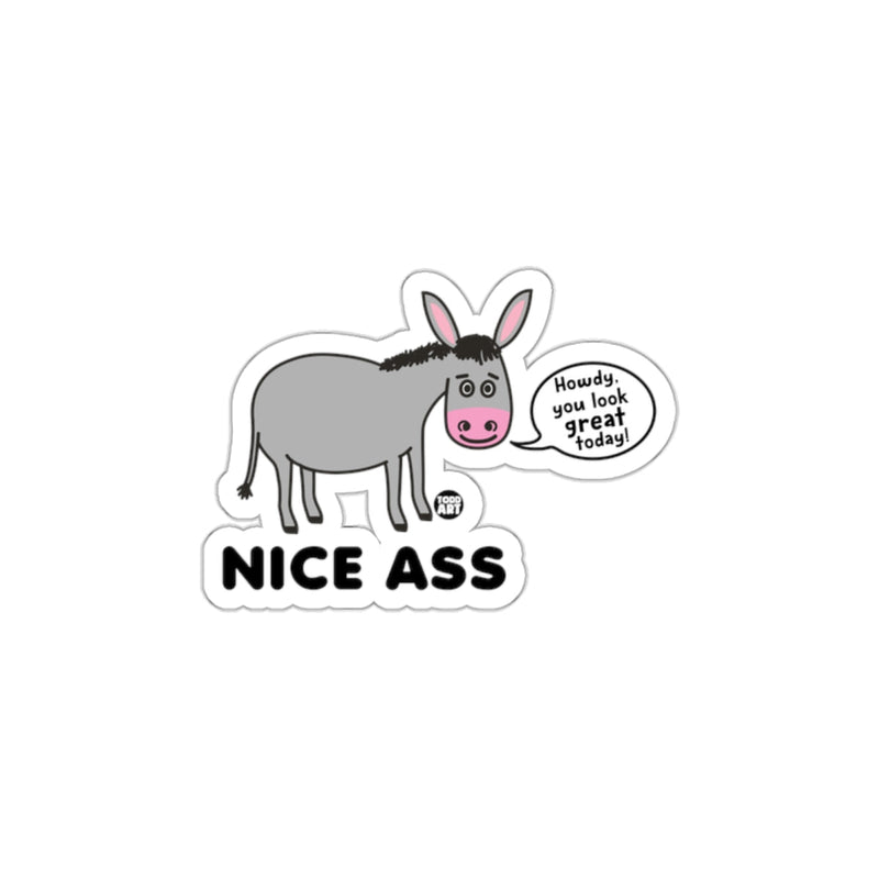 Load image into Gallery viewer, Nice Ass Funny Donkey Sticker with Compliment Text
