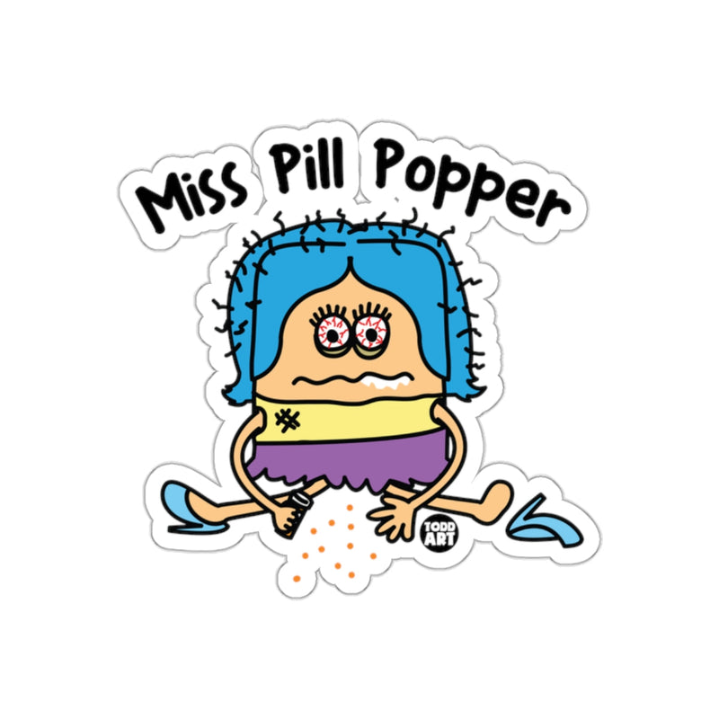 Load image into Gallery viewer, Miss Pill Popper Funny Cartoon Character Sticker
