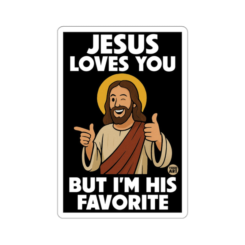 Load image into Gallery viewer, Winking Jesus Thumbs Up JESUS LOVES YOU BUT I'M HIS FAVORITE 
