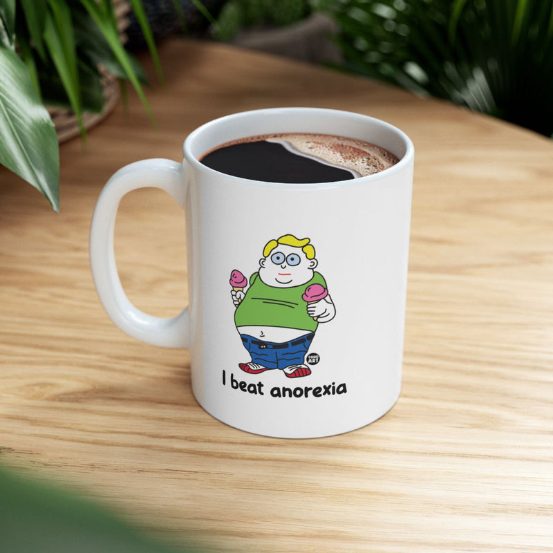 Load image into Gallery viewer, I Beat Anorexia Humorous Coffee Mug

