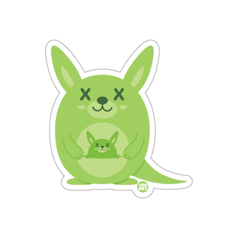 Load image into Gallery viewer, Adorable Green Cartoon Kangaroo with Baby Sticker
