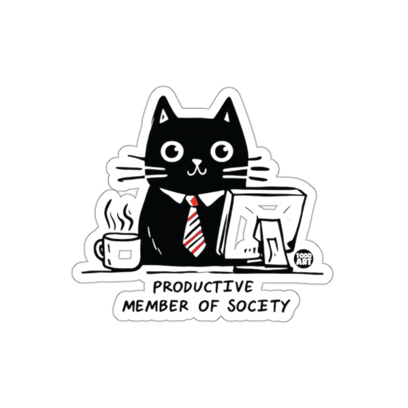 Load image into Gallery viewer, Productive Member of Society Cat Desk Sticker
