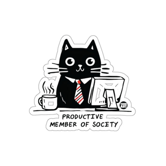 Productive Member of Society Cat Desk Sticker