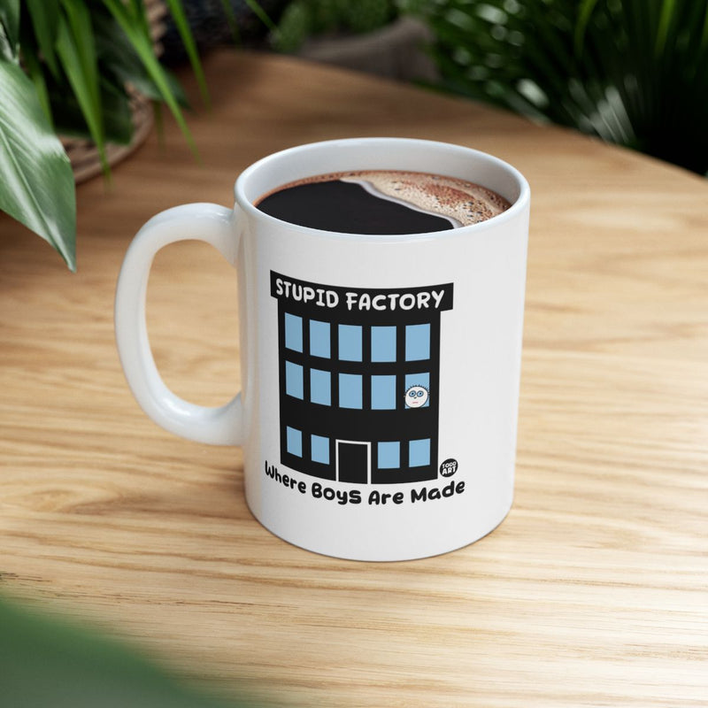 Load image into Gallery viewer, Funny Mug with Humorous Quote Stupid Factory Design
