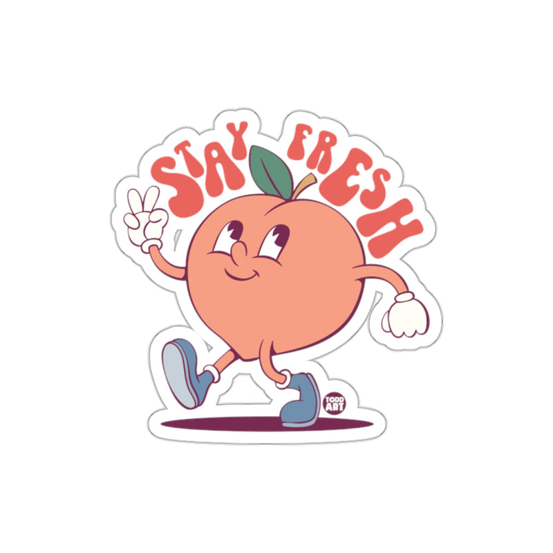 Load image into Gallery viewer, Stay Fresh Peach Cartoon Sticker Fun and Whimsical Design
