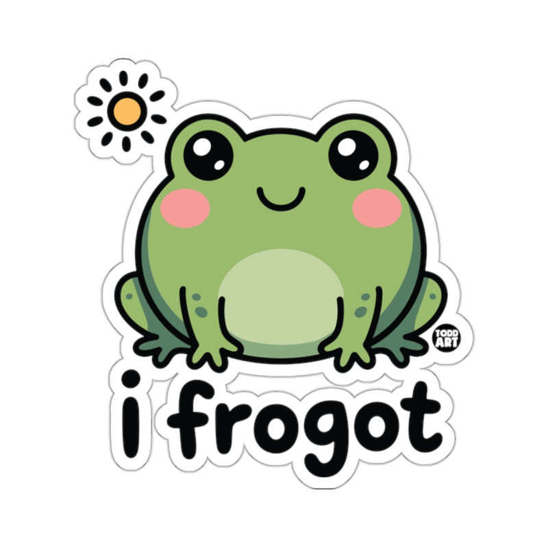 Load image into Gallery viewer, Cute Frog Cartoon Sun i frogot Funny Animal Sticker
