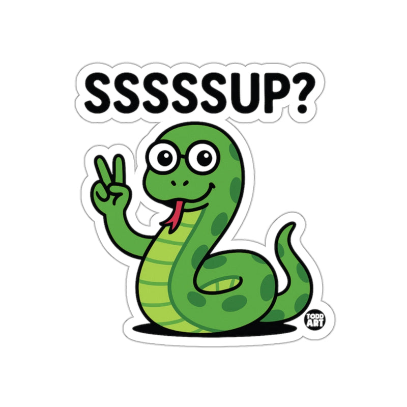 Load image into Gallery viewer, Ssssssup Snake with Peace Sign Funny Cartoon sticker
