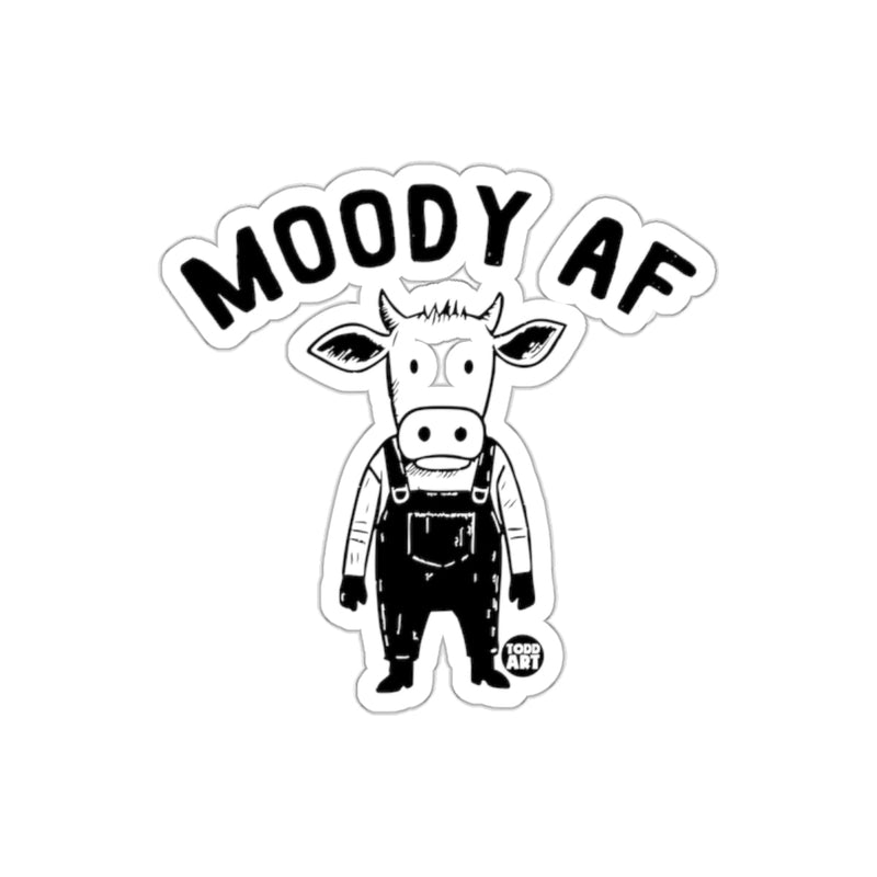 Load image into Gallery viewer, Moody AF Sticker ‚Äì Humorous Cow Design for All
