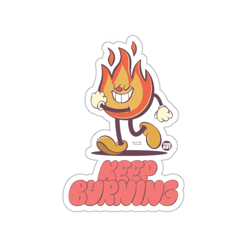 Load image into Gallery viewer, Keep Burning Sticker with Cartoon Fire Character
