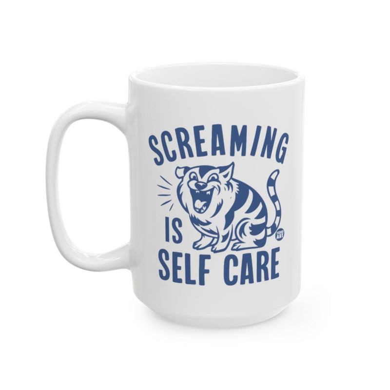 Load image into Gallery viewer, Screaming Is Self Care Tiger Illustrated Mug
