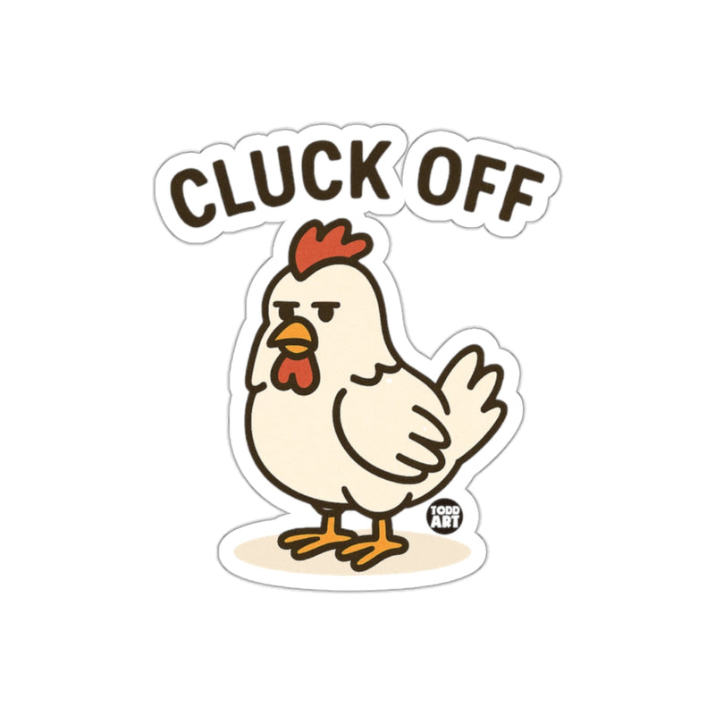 Load image into Gallery viewer, Cluck Off Angry Chicken Cartoon Sticker Collectible

